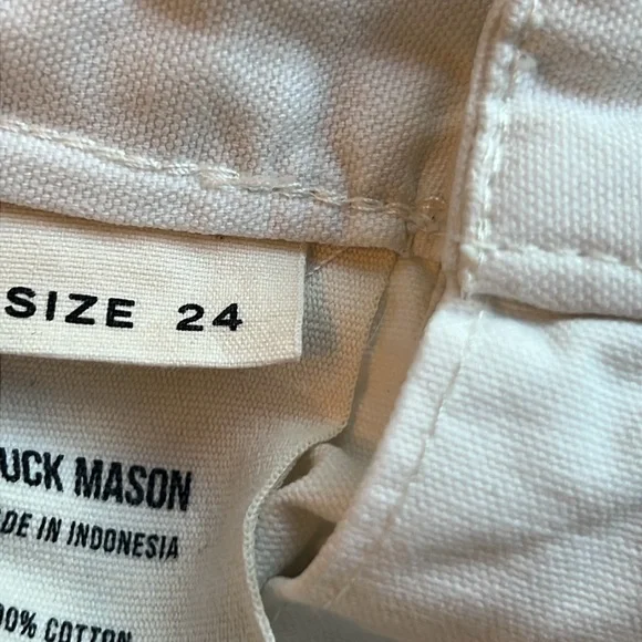 BUCK MASON High Waisted Wide Leg Twill Denim White Jean Pant - Picture 10 of 14